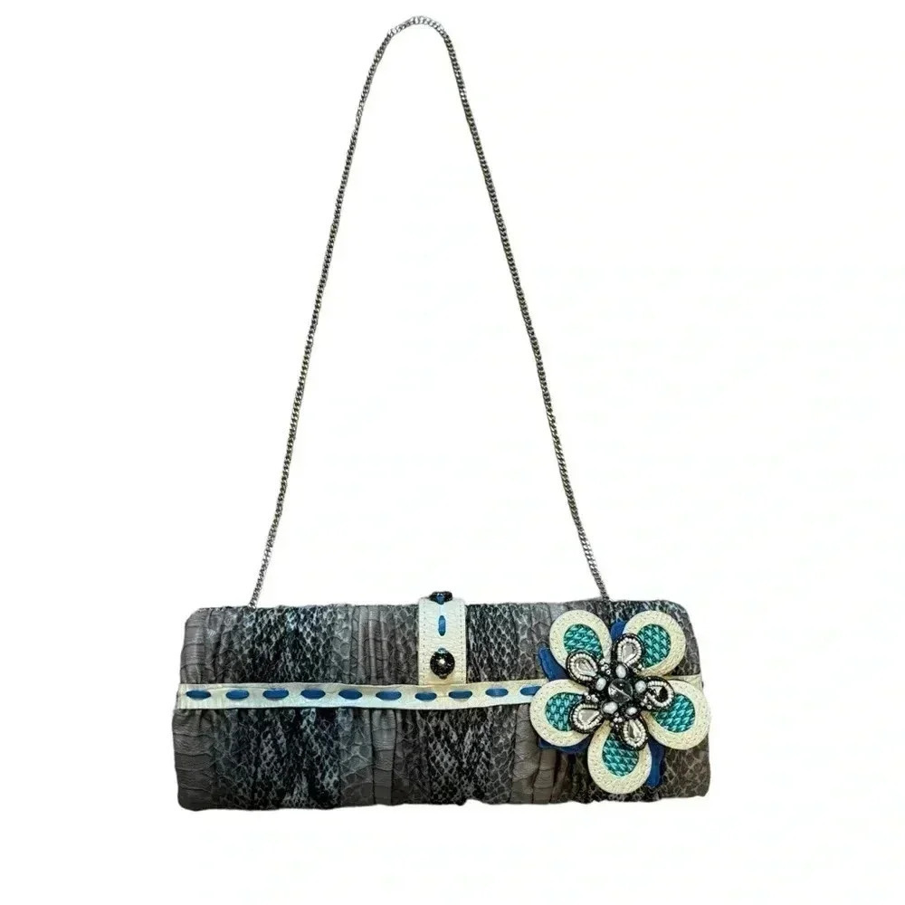 Yvette Floral Vintage Beaded Baguette Purse
